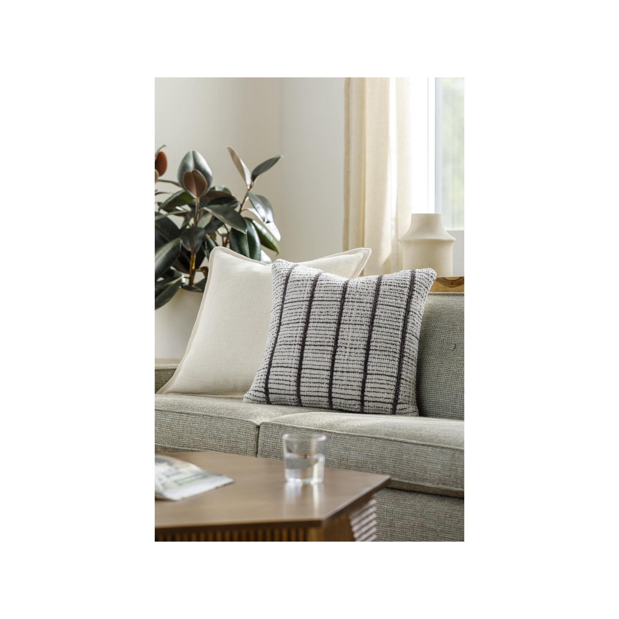 Wanderer Plaid Throw Pillow, 18" x 18", Pillow Cover Only - No Insert, Dark Charcoal