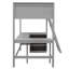 Lit mezzanine simple gris avec tablettes et espace de travail, conception, fabrication en bois de pin, tablette de support de matelas respirante gris, économiseur d'espace polyvalent, cadre, idéal pour étudier le sommeil