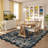 Mushroom Scalloped Floral Washable Non-Slip Area Rug Low Pile Soft Thin Botanical Carpet for Living Room Bedroom Dining Room Playroom-577474024-577474026