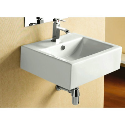 Caracalla Ceramica 18.11 " Ceramic Square Bathroom Sink and Overflow Hole