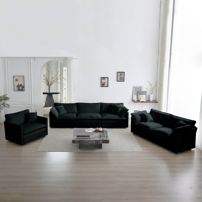 Canapé moderne, canapé modulaire à assise très profonde 3 pièces pour salon, canapé surdimensionné, canapé 3 places, causeuse et canapé simple chenille