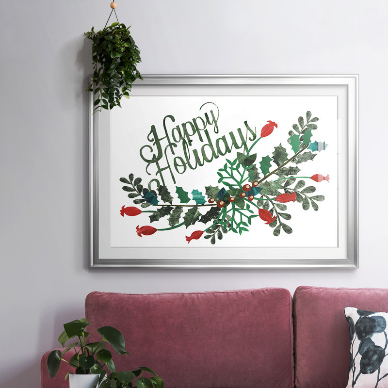«Cut Wreath Christmas Collection A», reproduction encadrée sur papier, Argent, H 27 po x l 39 po x P 1,5 po