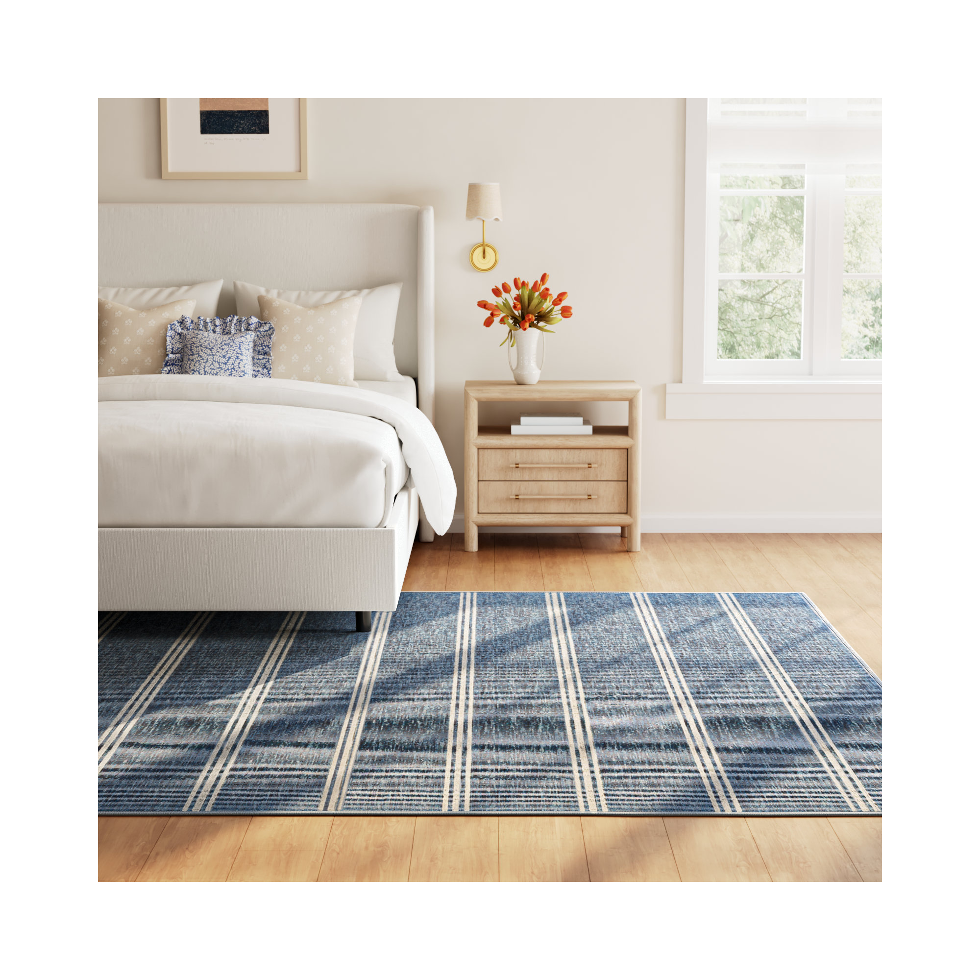 Malta Grey Handwoven Wool Rug, Rectangle 8'6" x 11'6", Blue