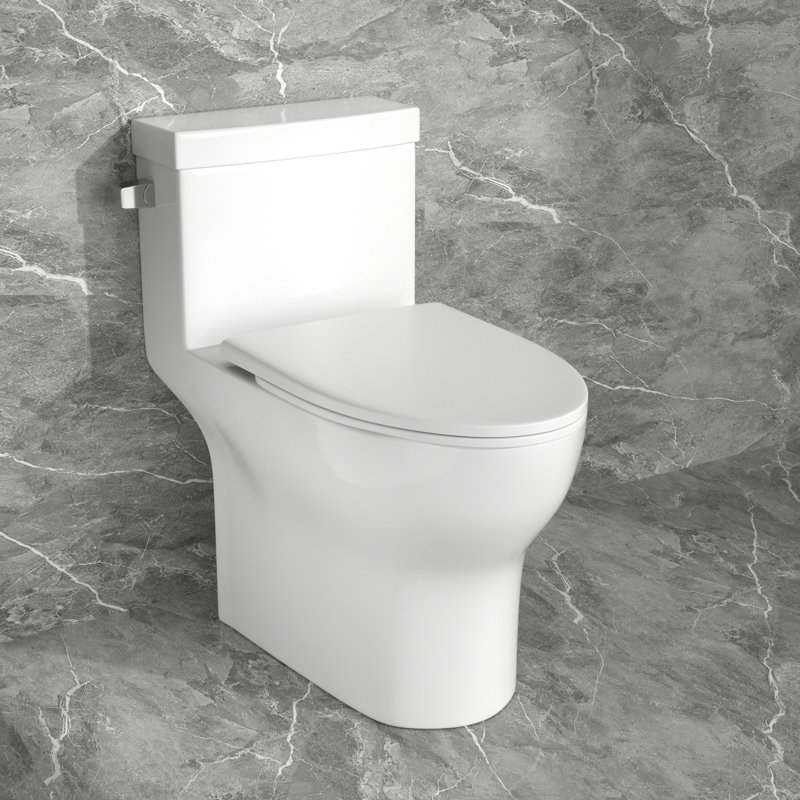 Logmey 1.28 Gallons GPF Elongated Comfort Height Floor Mounted One Piece Toilets (Seat Included)
