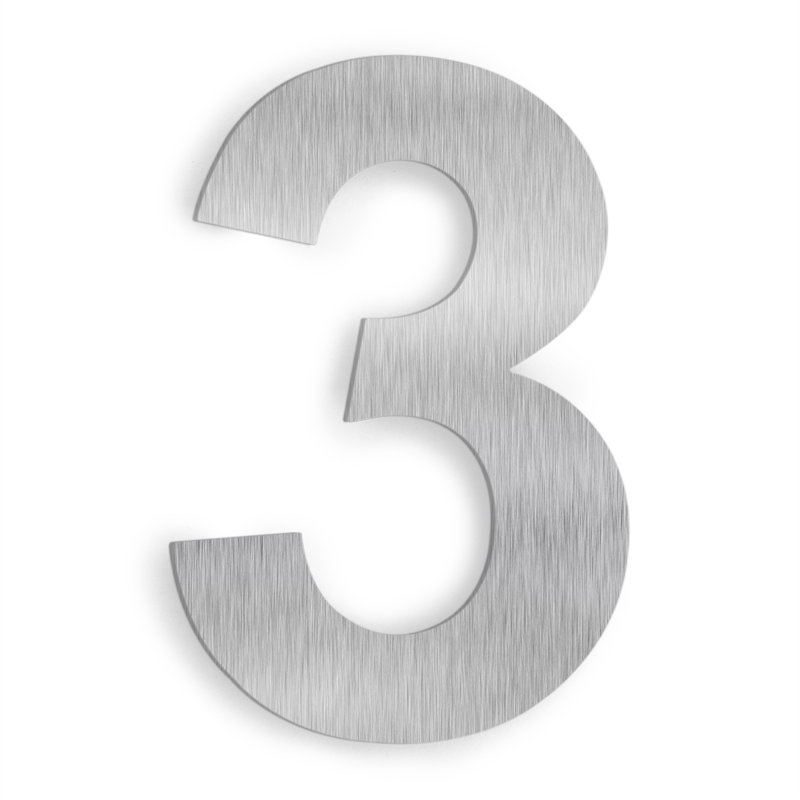 Numéro de maison à fixation flottante 6 po, 3, Argent