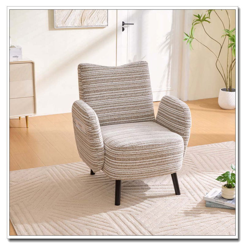 Boucle Upholstered  Accent Chair, Khaki