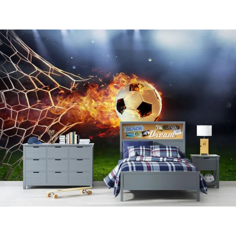 Murale de papier peint ballon de soccer, L 108 po x l 160 po