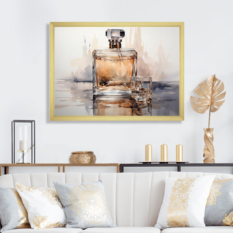 Perfume Vibrant Elegance I, reproduction d'art sur toile, H 16 po x l 32 po x P 1 po, Cadre flottant doré