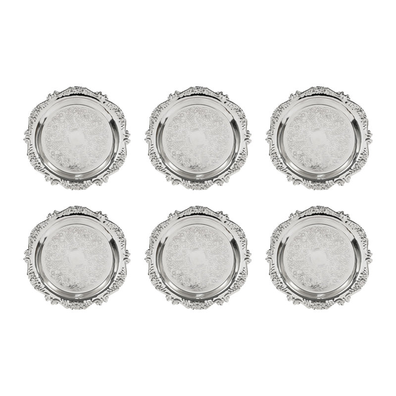 6pcs Round Serving Trays, Silver