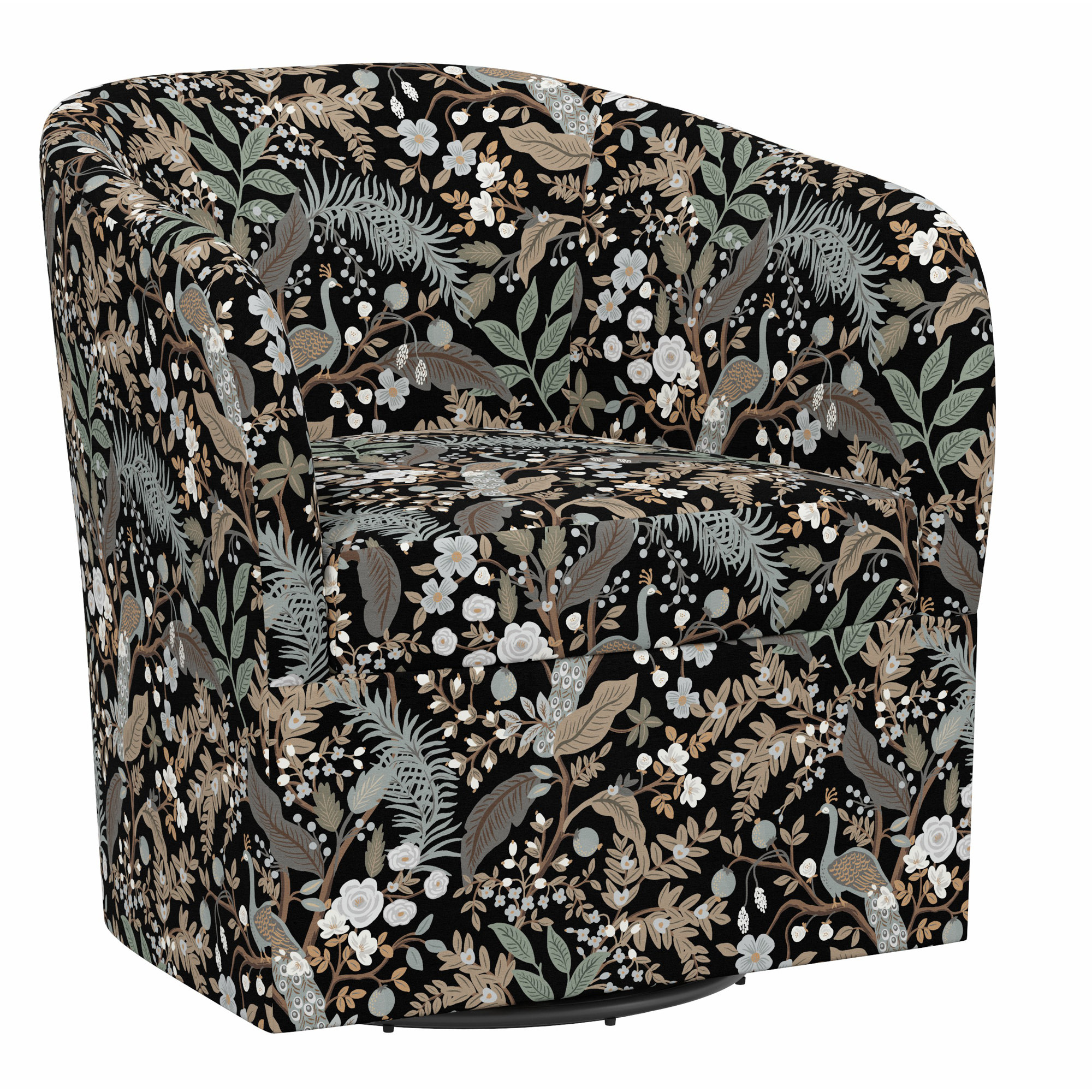 Pembroke Swivel Chair, Rpc Peacock Black Linen