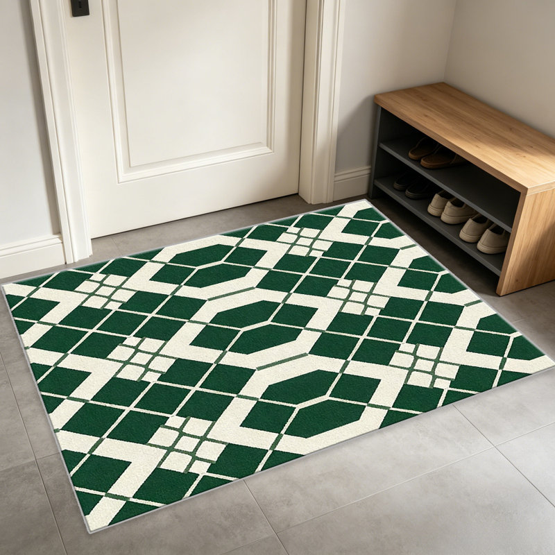 Green Lattice carpet-easy to clean, machine-washable, soft and comfortable; suitable for door mats, kitchens, living rooms, bedrooms, corridors, and laundry areas. Easy to clean, durable carpet for home decoration.