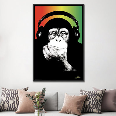 Monkey Headophone Rasta I par Steez - Impression sur toile