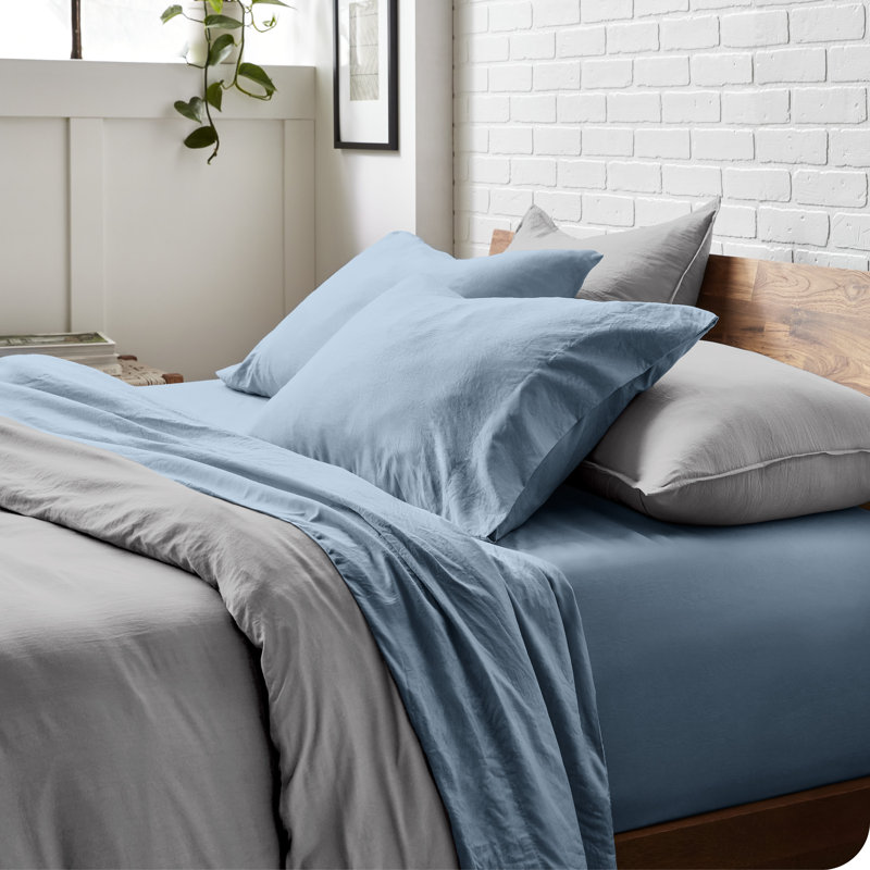 Dusty Blue Twin Sandwashed Microfiber Deep Pocket Sheet Set