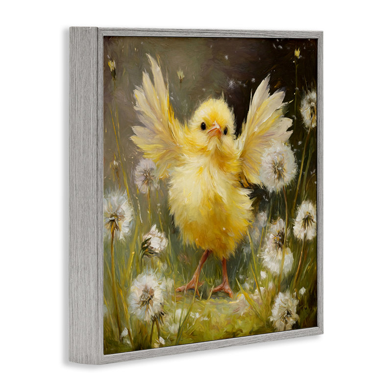 Giclée encadrée Free as a Peep Chick, design par Tina LeCour, H 24 po x l 24 po, Giclée de ferme grise encadrée