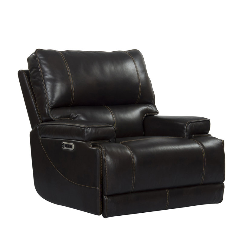 Adlan Upholstered Power Recliner, Coffee Pebbled Genuine Leather