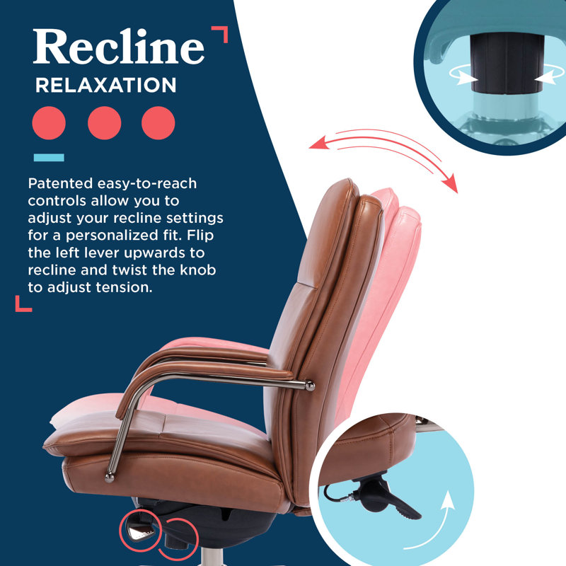 Opus Leather Swivel Executive Office Chair, Cognac, Graphite