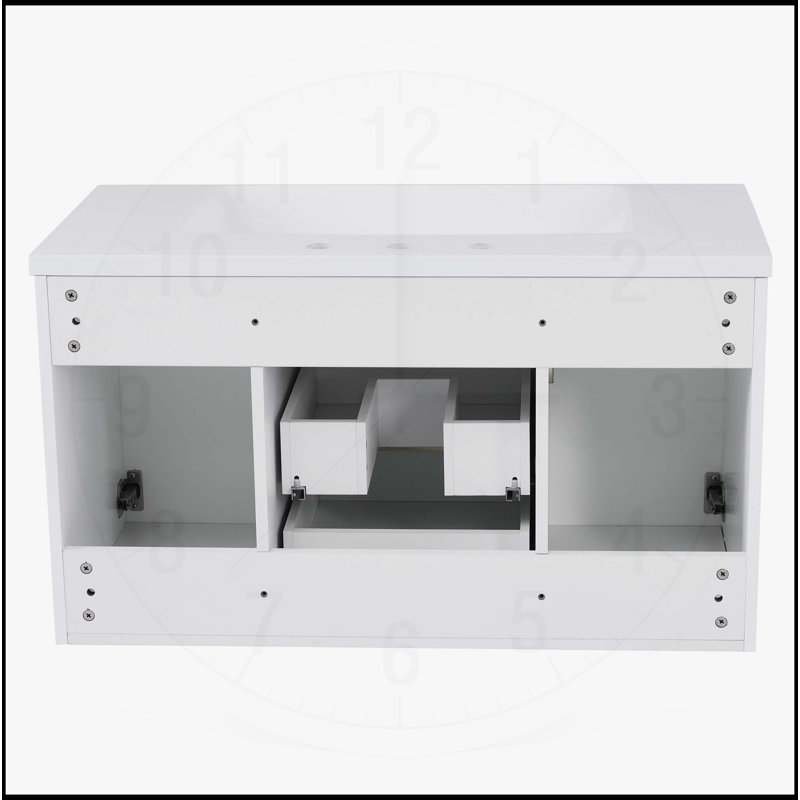 Meuble-lavabo mural 36 po avec lavabo en résine, Blanc