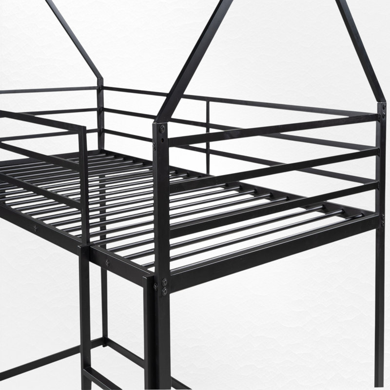 Jacki Kids Twin Over Twin Bunk Bed, Black