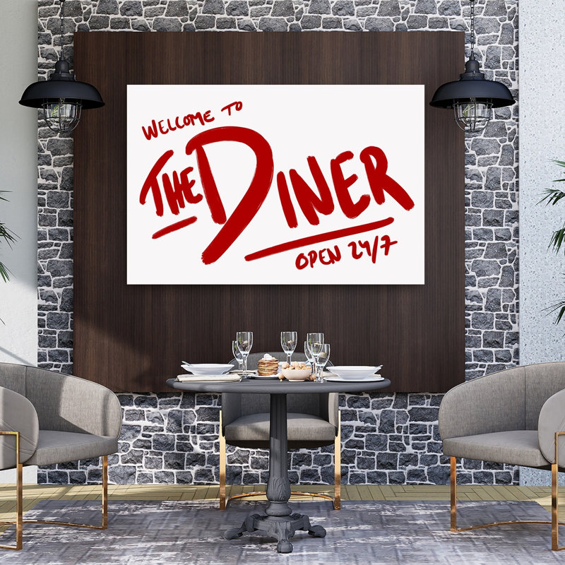 «Retro Diner Sign», impression rétro classique audacieuse, 40" H x 60" W