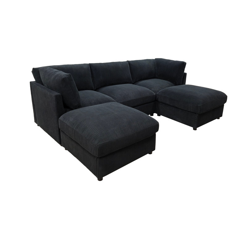 Foxbridge Sectional, Charcoal Black Corduroy