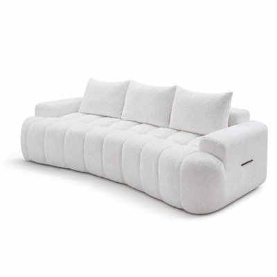 Très grand canapé modulaire compressé courbé à l'avant, canapé Boucle 3 places en forme de nuage avec mousse à haute résilience, facile à déplacer et à expédier, canapé surdimensionné moderne