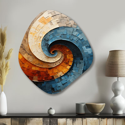 Landis Collage Spiral - spirales abstraites, impression de forme unique sur métal, décoration murale moderne en forme libre