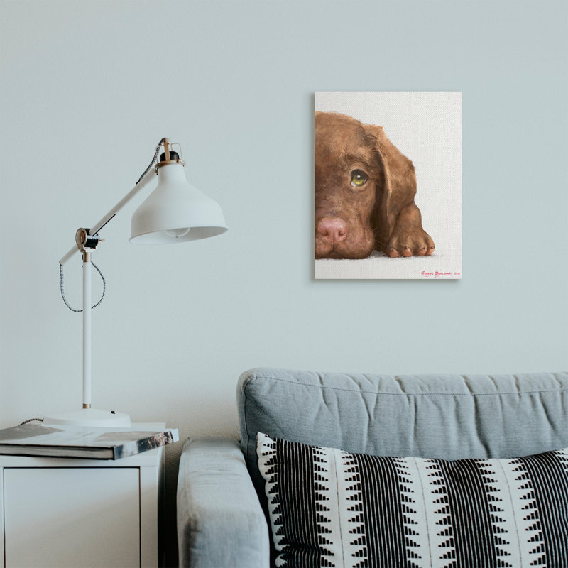«Labrador Puppy Resting» par George Dyachenko - impression sur toile, H 20 po x l 16 po, Toile tendue