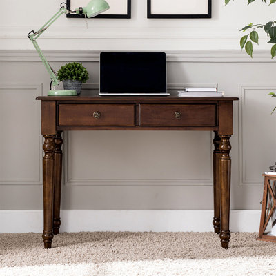 Practical Rubberwood Solid Wood 2-Drawer Desk