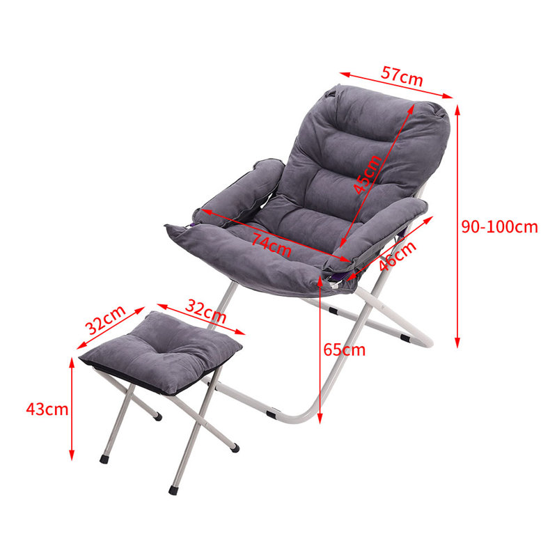 Lynmouth Velvet Accent Chair with Footstool, Grey