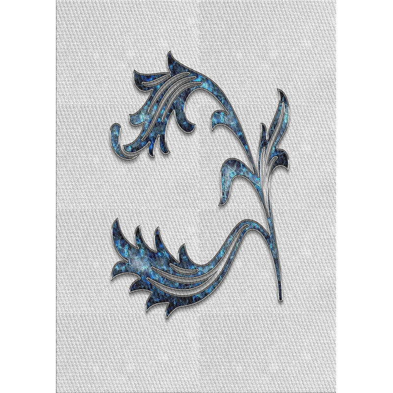 Tapis gris/noir/bleu à motifs, Rectangle 5 pi x 7 pi