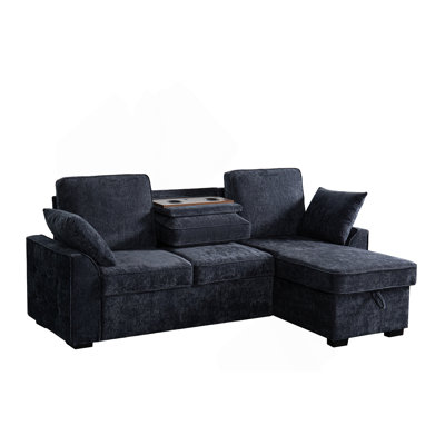 Multi - Functional Sectional Sofa Ensemble Featuring A Removable Cup Holder Tray, Storage - Integrated Chaise And Adjustable Backrests