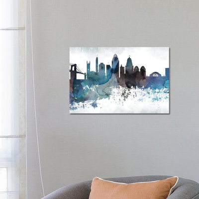 Cincinnati Bluish Skyline by WallDecorAddict - Wrapped Canvas Gallery-Wrapped Canvas Giclée