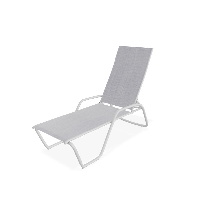 Outdoor Rust-Resistant Metal Chaise Lounge, Textured White, Jewel