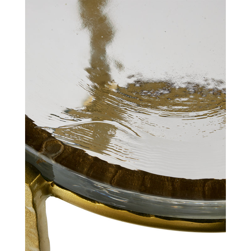 Acea Glass End Table, 23.5" H x 12" W x 12" D, Gold