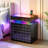19.7'' W Nightstand With 3D Mirror Abyss & Rgb Lighting, 2-Drawer Bedside Table With Hidden Storage And Human Sensor Light-1526823911