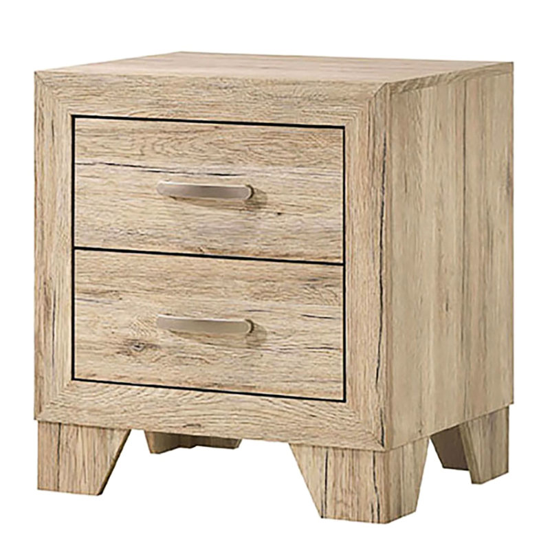 Table de chevet Natural 2 avec glissières de tiroir exceptionnelles et poignée portative en métal