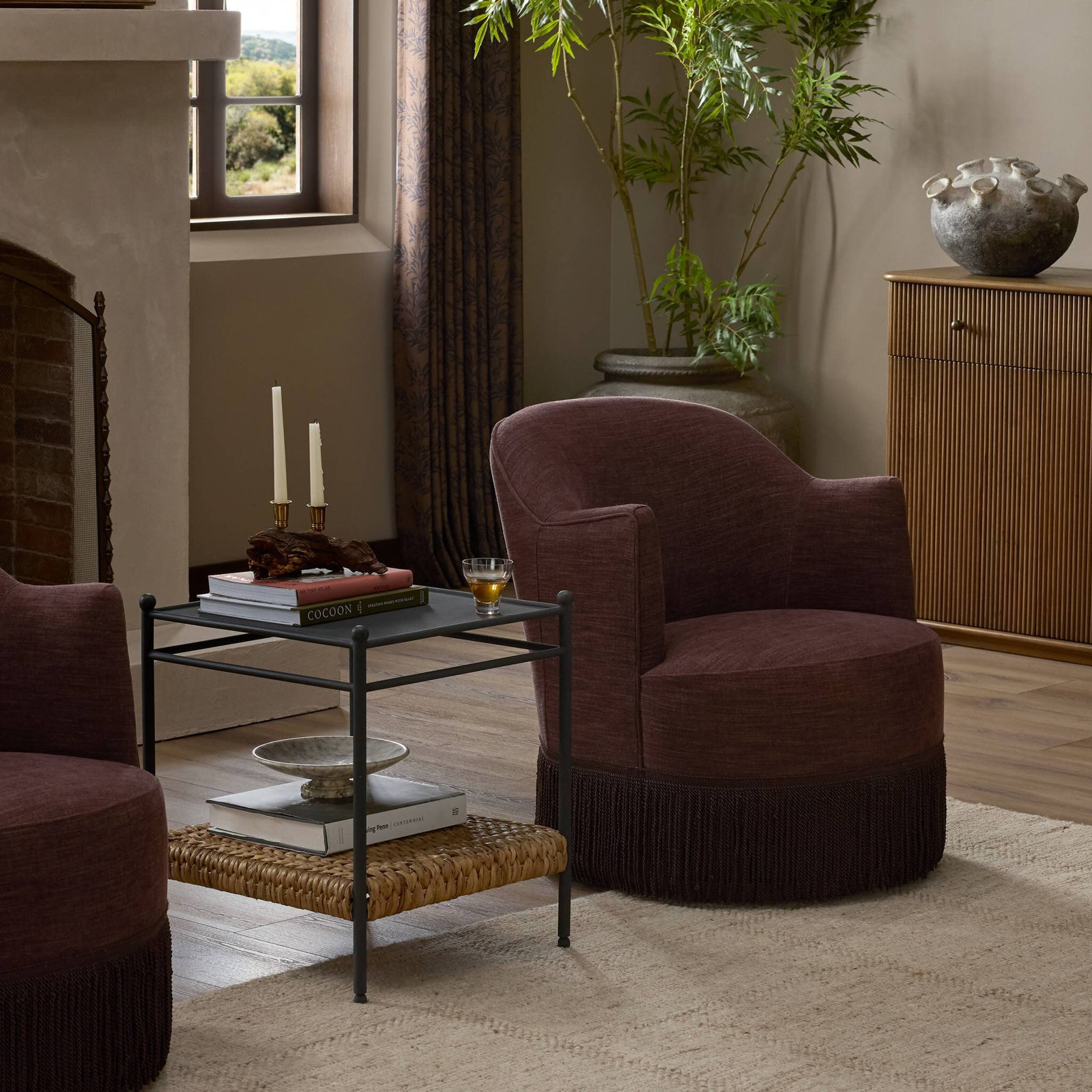 Everly Quinn Drayton Swivel Barrel Chair