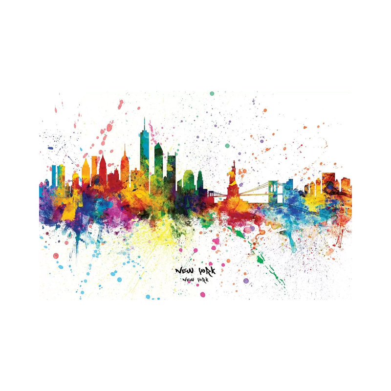 New York Skyline Splash by Michael Tompsett - 1 Piece Wrapped Canvas Painting, 101.6 cm H x 66.04 cm W x 3.175 cm D
