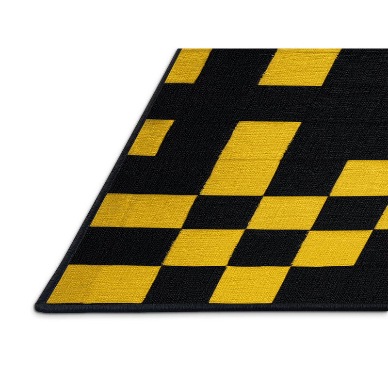 Tapis damier noir lavable à la machine, Carré 3 pi