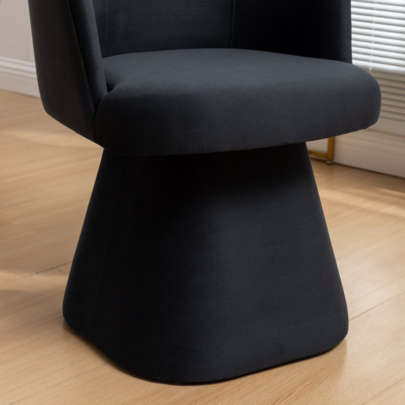 Dantzler Velvet Swivel Upholstered Dining Chair, Black, 6