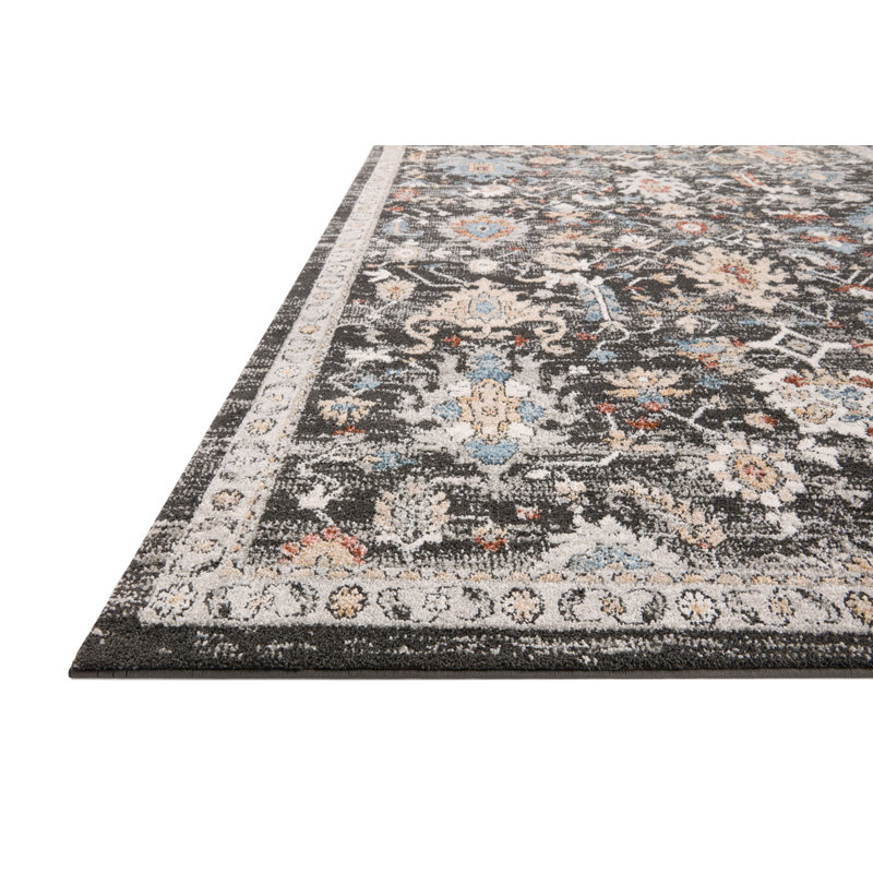 Tapis gris anthracite / multicolore Anisha Loloi II Odette, Rond 7 pi 10 po
