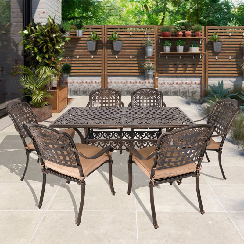 Cheltenham 6 - Person Patio Dining Set with Rectangular Table , Cushions Included