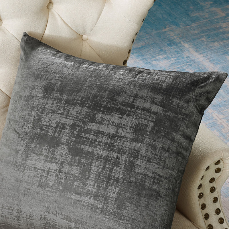 Steeple Gray Textured Velvet Euro Pillow Set of 2