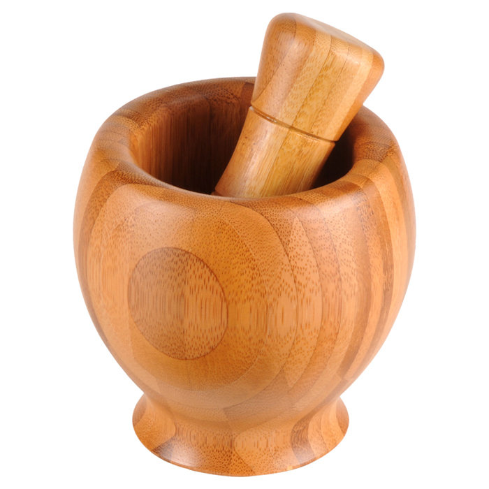 Bamboo Wood Mortar And Pestle Set