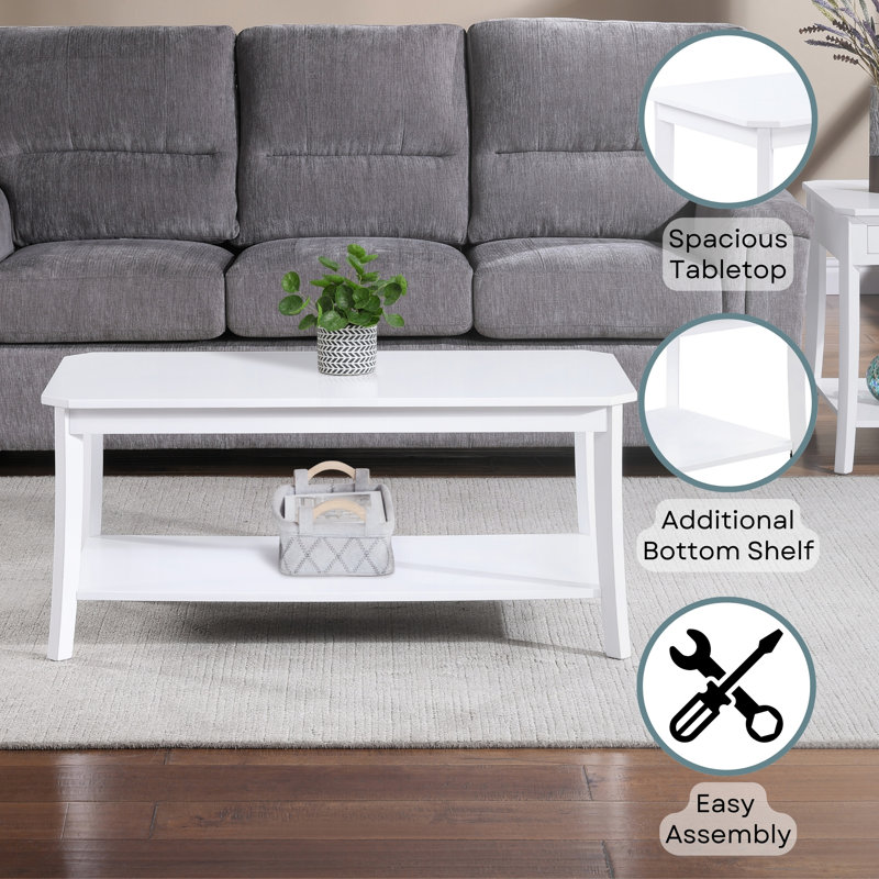 Table basse avec tablette Sonora, Blanc