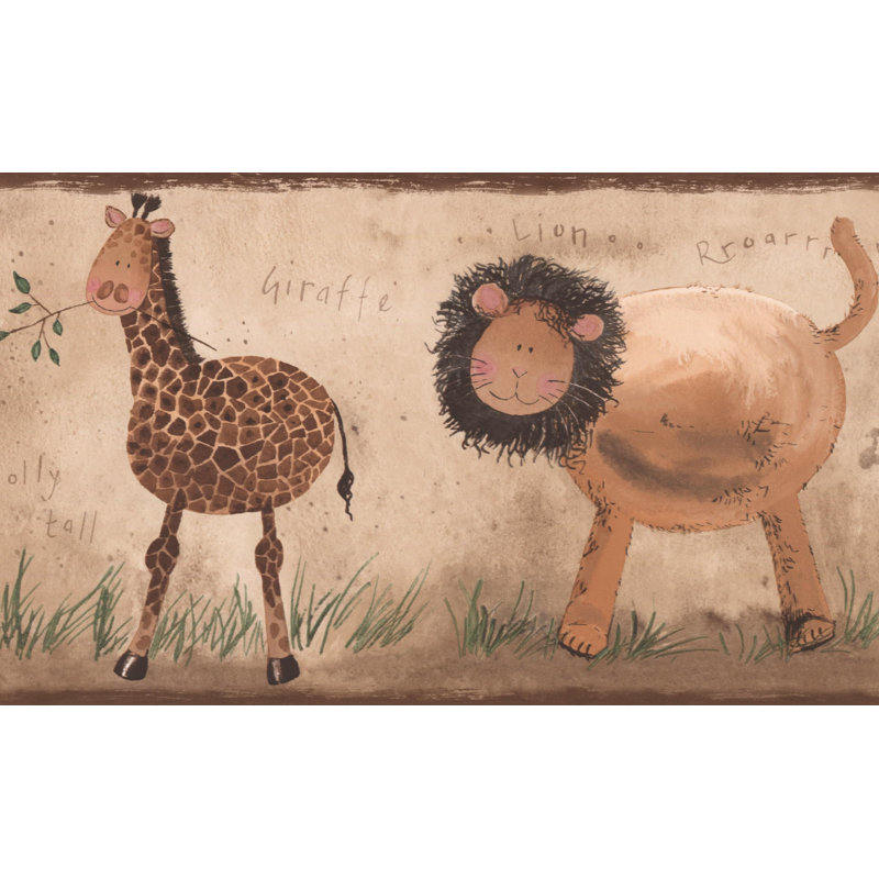 Bordure murale lion girafe éléphant zèbre