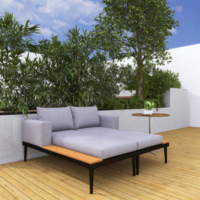 Lit de repos de patio de 55 po de largeur avec coussins
