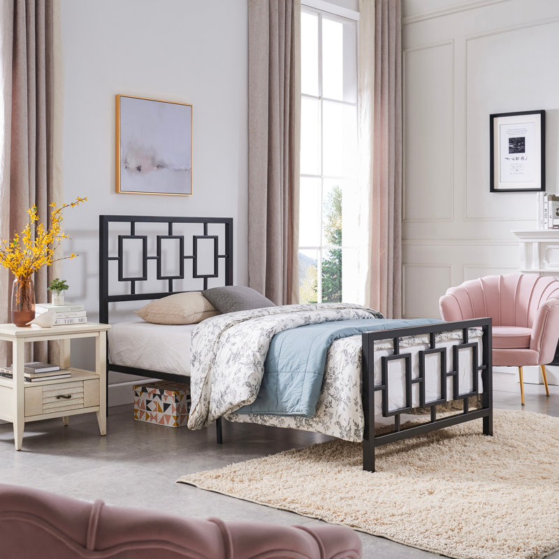 METAL BED, Twin, Black