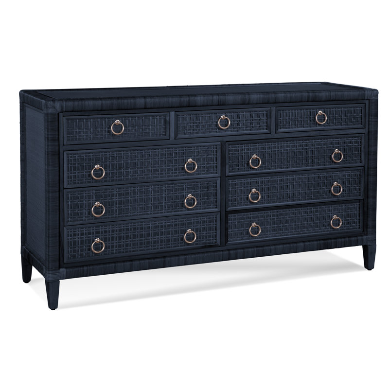 Monterey 9 Drawer 64'' W Dresser, Navy, Yes, Satin Nickel