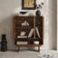 Buffet de salon de style Mid-Century de 80 cm (31,5 po), à lattes grillagées et étagères réglables, en bois brun